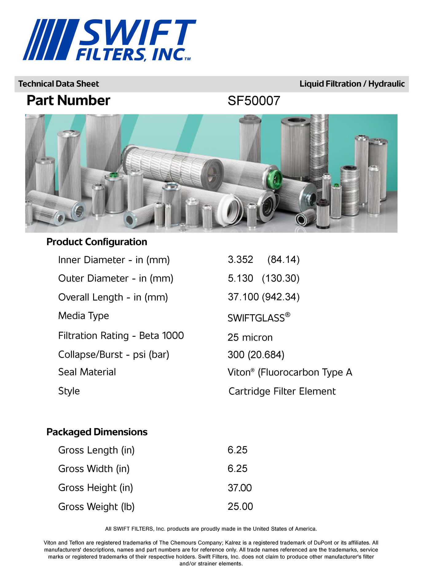 Cartridge Filter Element SF50007 25 Micron Microglass