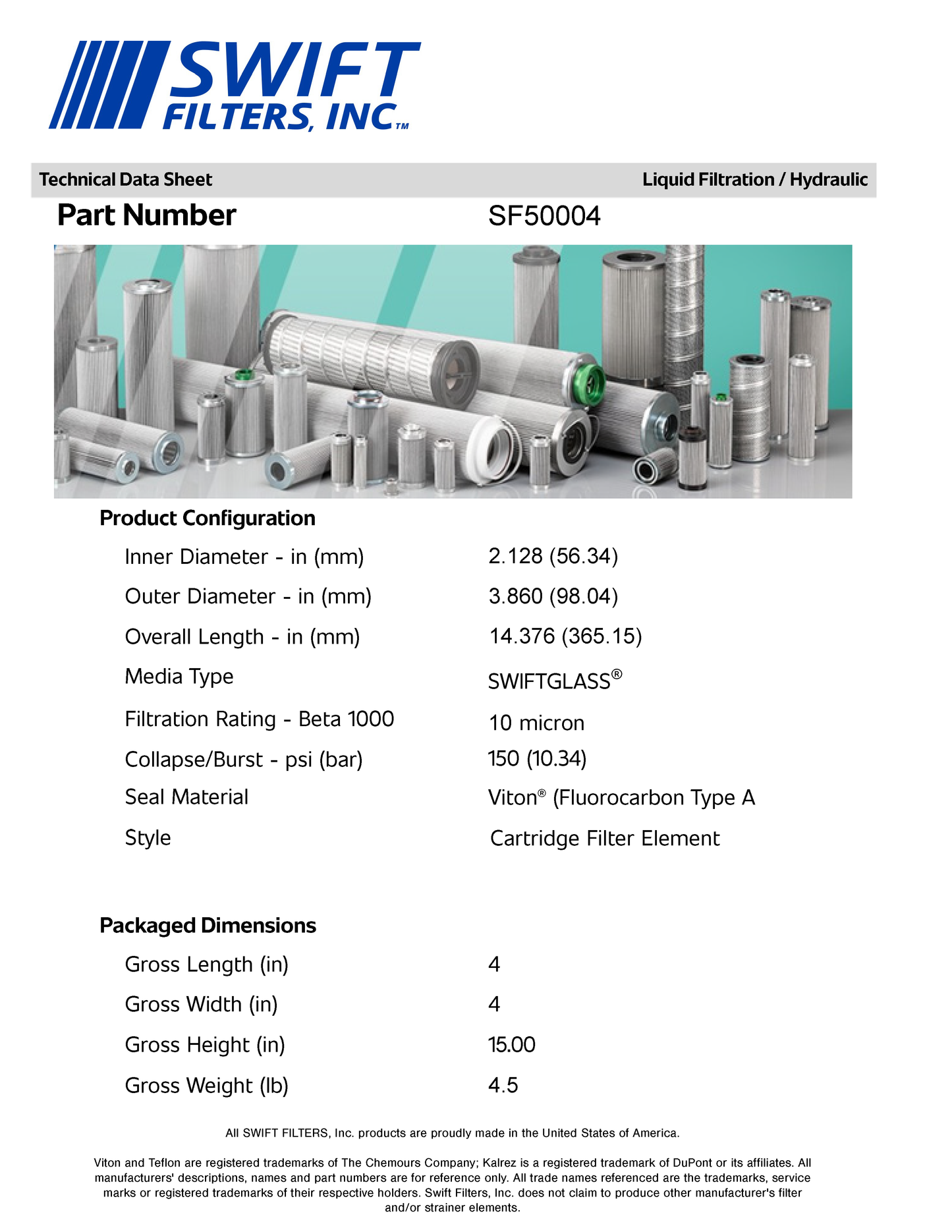 Cartridge Filter Element SF50004 10 Micron Microglass