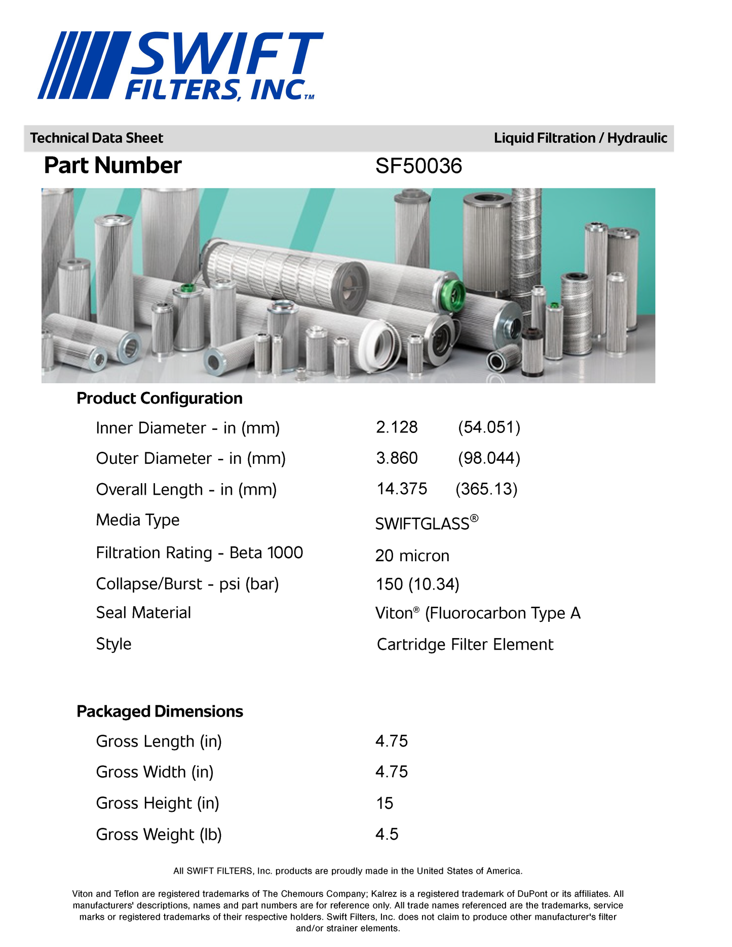 Cartridge Filter Element SF50001 25 Micron Microglass